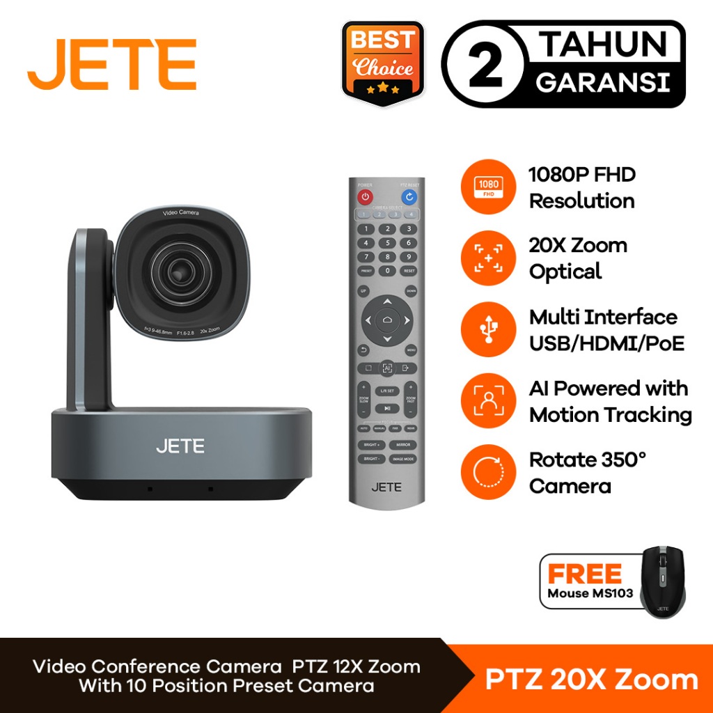 Foto Video Video Conference JETE PTZ 20x Zoom 1080p Full HD Kamera Optical