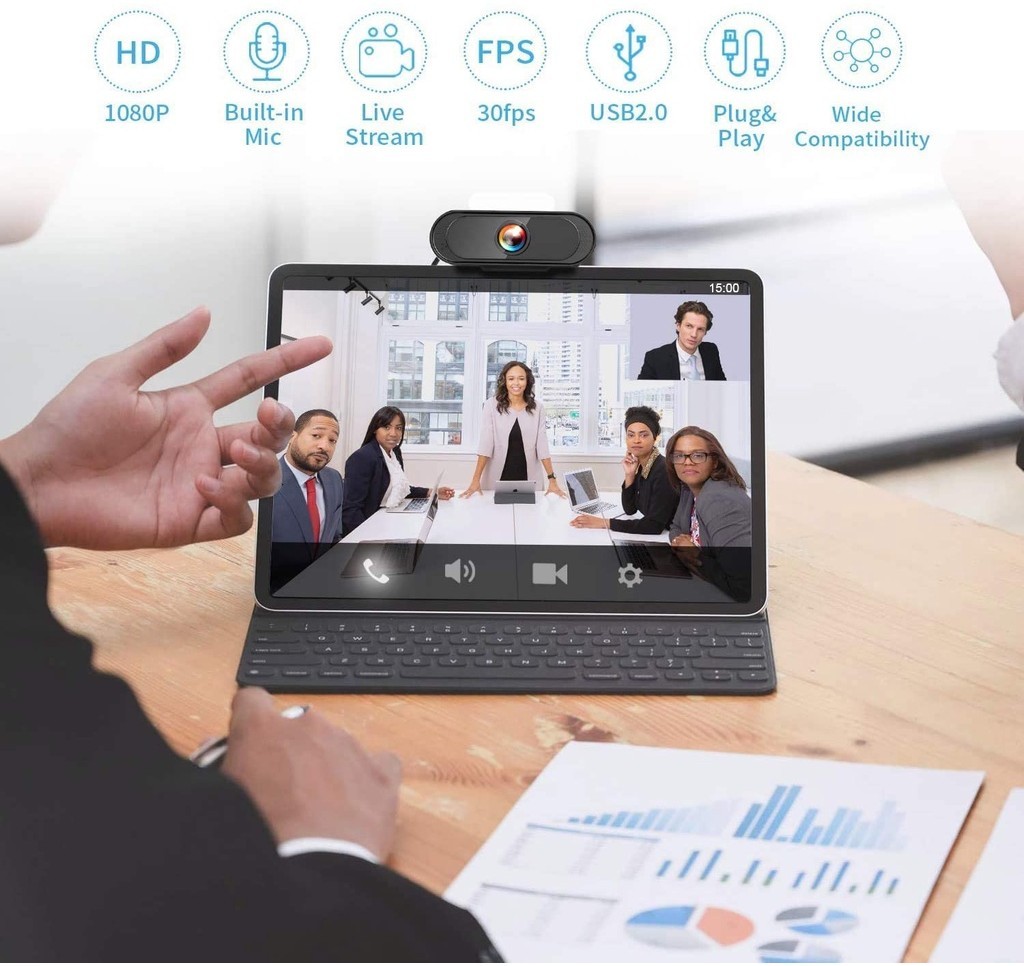 Foto Kamera Kamera Webcam HD 1080P dengan Mikrofon Built-in