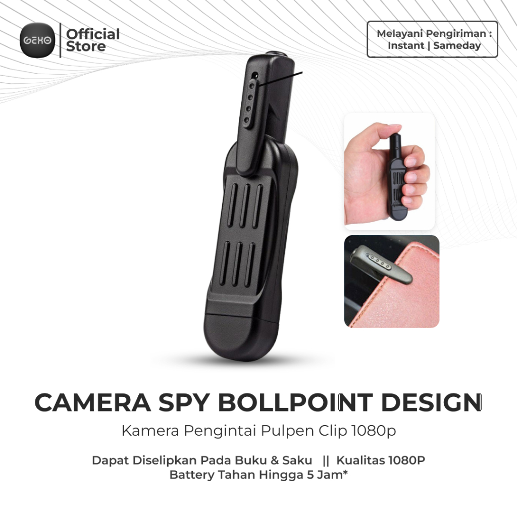 Foto Pengintai Spy Camera Bentuk Pulpen Clip 1080P